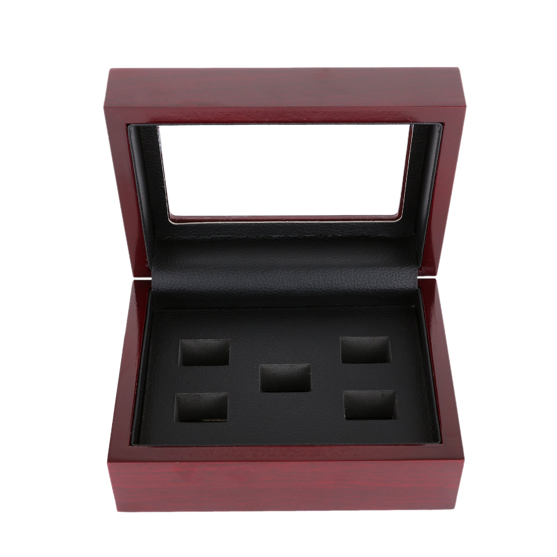 JunningGor Championship Big Heavy Ring Display Wooden Box (5 Holes)