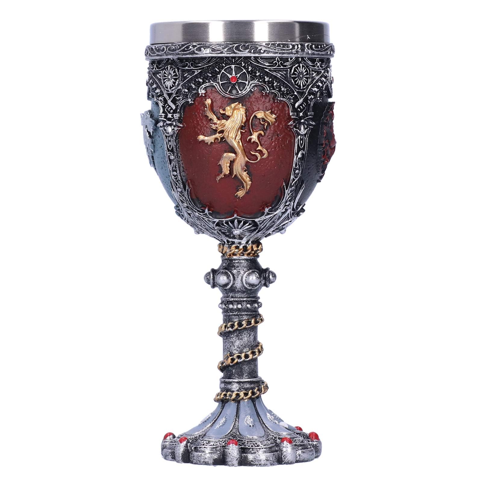 Azonee Medieval Chalice Goblet, Unique Pattern Mug Water Cup, Goblet for Halloween Party Supplies, Stainless Steel Cup, Utensils Romantic Novelty Gift Party