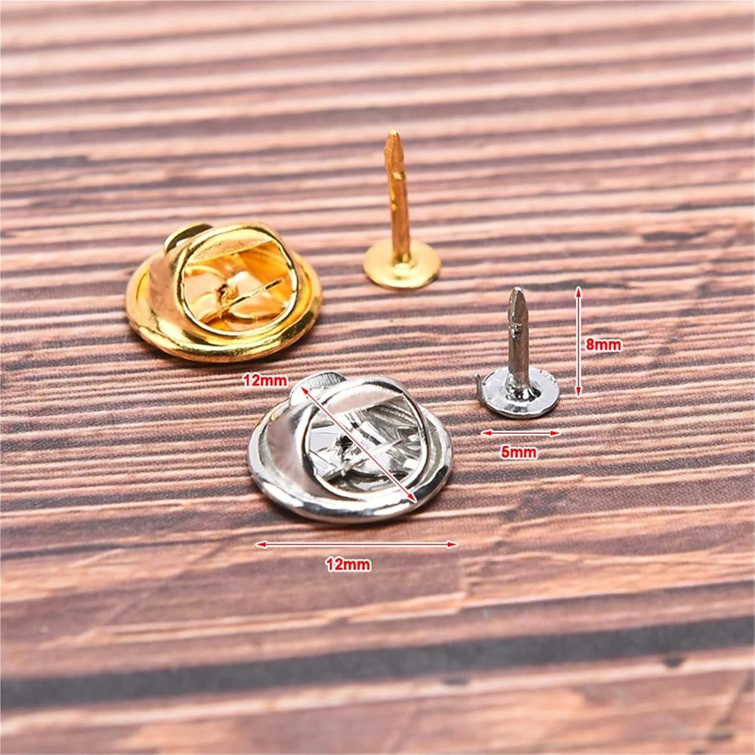 Pin Backs 200sets Lapel Pin Holder Buckle Clutch Jewelry DIY Butterfly Badge Brooch Clasp for Backing Holder Clasp(Gold)