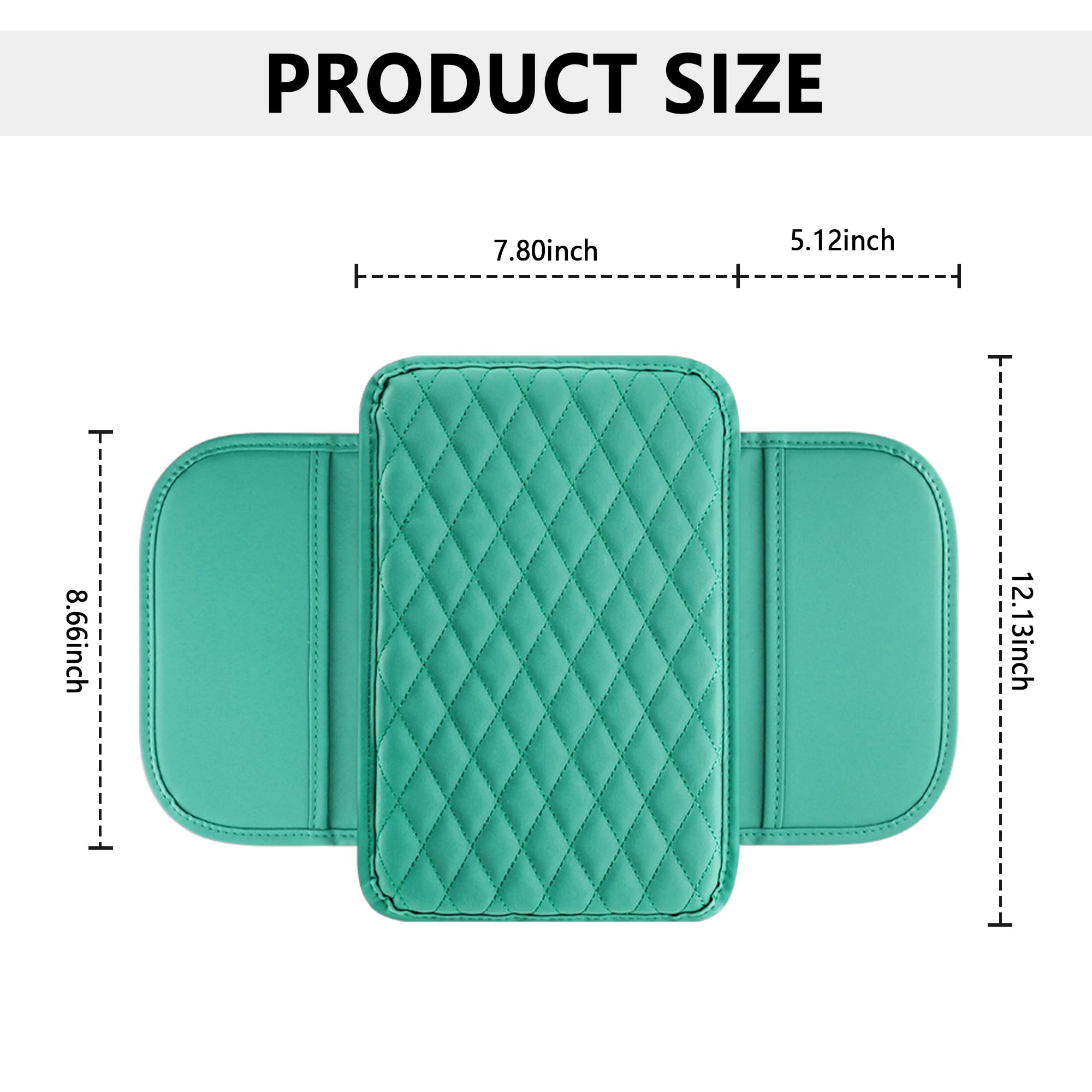 Stacool Upgraded Car Center Console Cover,Microfiber Leather Car Armrest Cover Cushion with 2 Storage Bags,Universal Car Armrest Storage Box (Turquoise) view 2