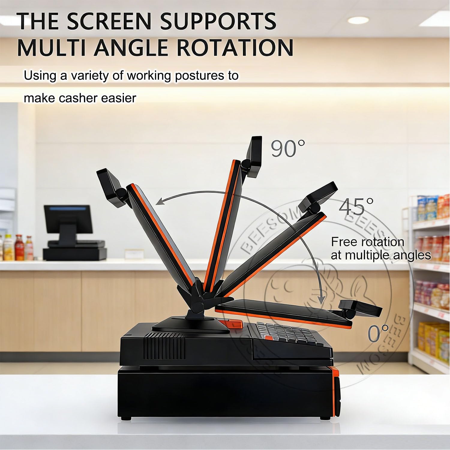 Caisse Enregistreuse Intelligente,Caisse Enregistreuse Tactile Tout, Imprimante Thermique 58mm intégrée + Scanner portable,15,6" Écran tactile réactif,101 touches,Vente au détail/Restaurant Single