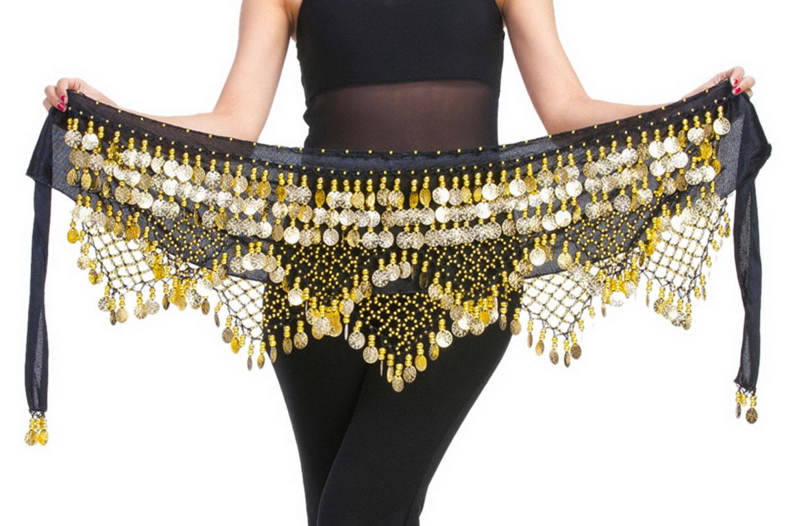 Aivtalk Women Belly Dance Hip Scarf with Coins Velvet Belly Dance Belt 320 Coins