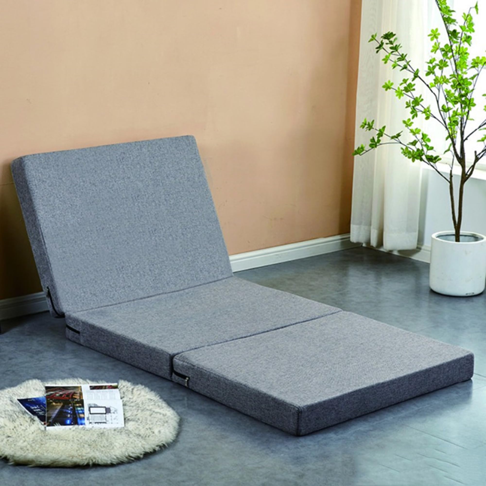 Residencia Plegable portátil con Funda Lavable. Ideal para Invitados, Camping, Viajes, Sala de Estar, sofá Cama. Diseño Cact. Fácil de Guardar y Transportar.