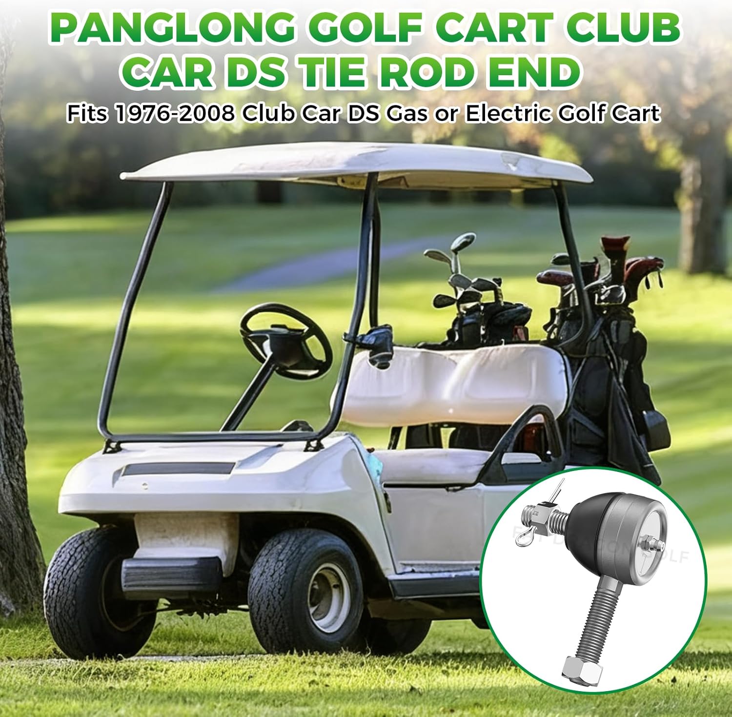 Panglong Golf Cart Ball Joint Kit-Club Car DS Tie Rod End Set of 3, Club Car DS Tie Rod End with Grease Fitting Suitable for 1976-2008 Club Car DS Golf Cart, OEM# 7540, 7539