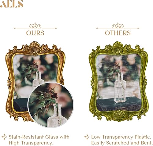 Vista 3 de AELS 8x10 Inch Vintage Picture Frame, Elegant Antique Photo Frames with Glass Front, Photo Display, Tabletop Wall Hanging, Gift Ideas