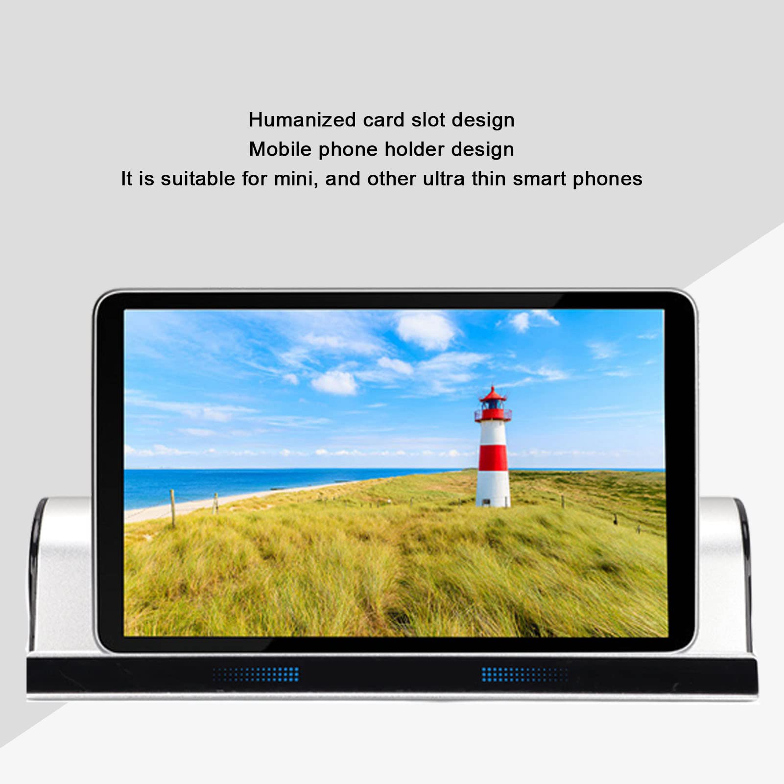 Altoparlante Bluetooth, 2 in 1, supporto per tablet e telefono, per scrivania, altoparlante stereo portatile, doppio driver, ricaricabile, elegante supporto per tablet, soundbar per la casa