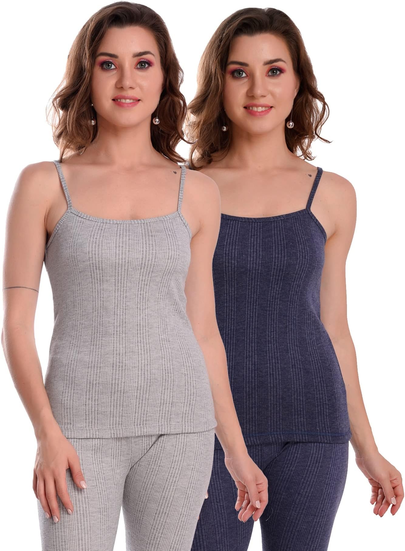 Jairy ShopThermal TOP Set for Women/Ladies Winter Thermal top Sleeveless Spaghetti (Pack of 2 Different Coloured Speghetti)