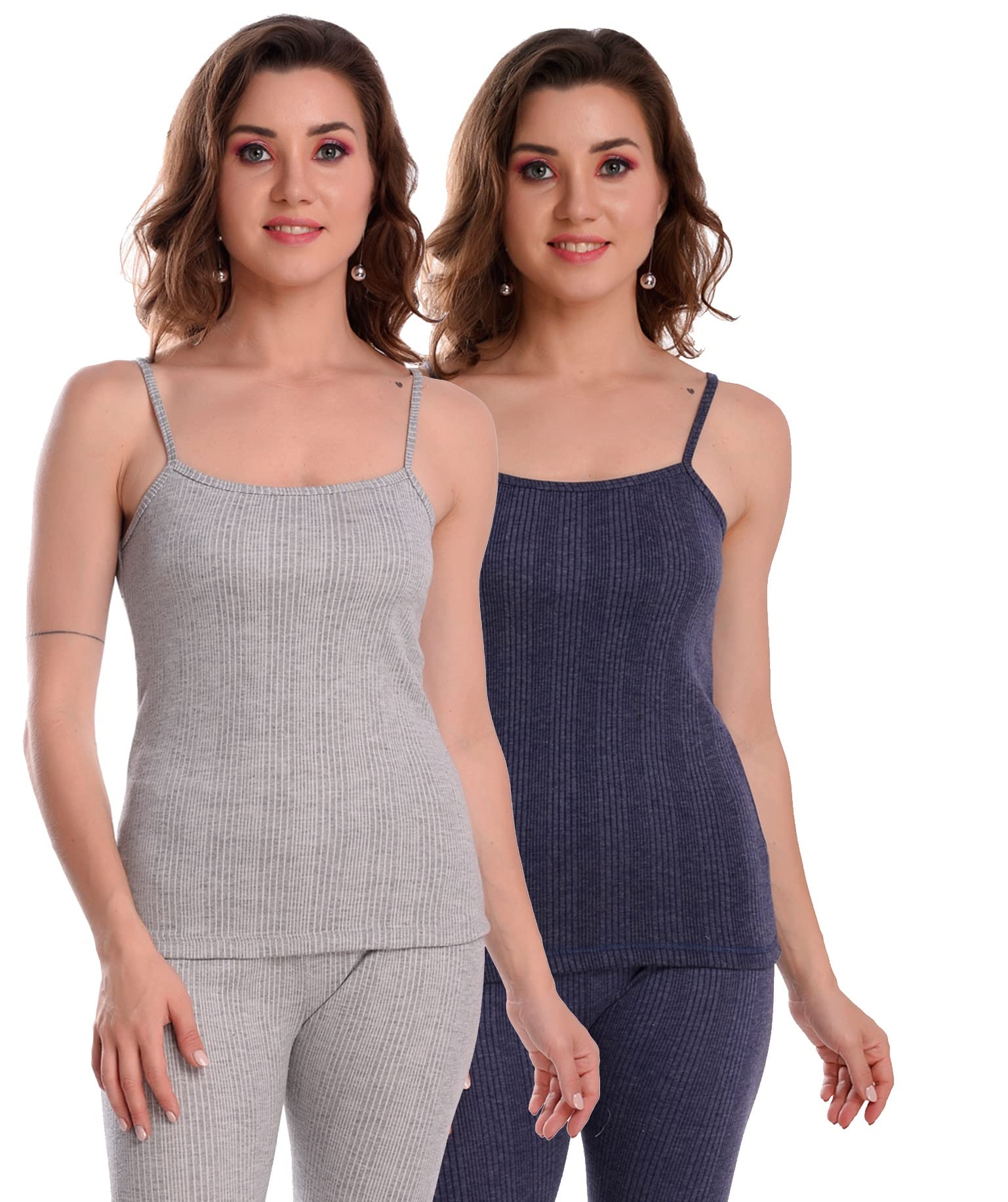 Jairy ShopThermal TOP Set for Women/Ladies Winter Thermal top Sleeveless Spaghetti (Pack of 2 Different Coloured Speghetti)