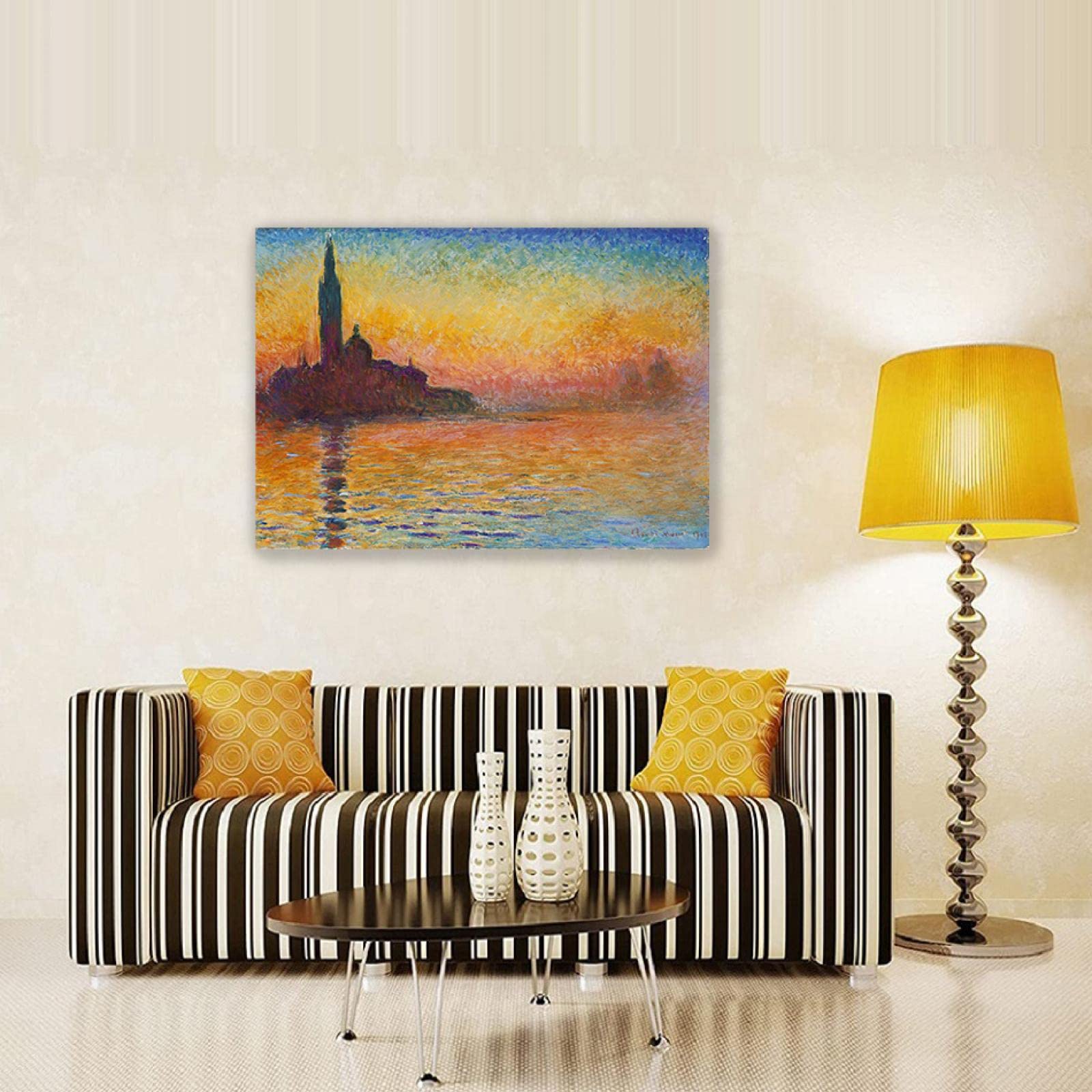 Canvaskunst Madame Monet draagt een kimono van Claude