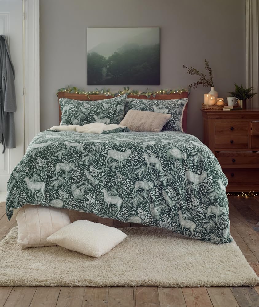 Deyongs Single Dark Sage Woodland Folk Duvet Set - Fleece - Green