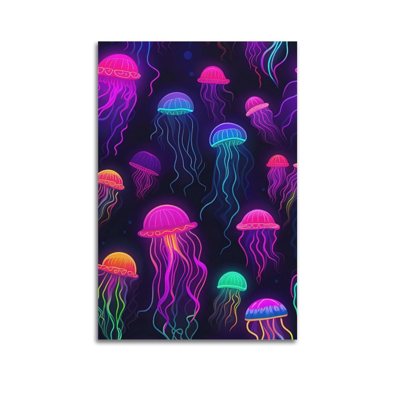 CPGLJD Marine Animal Poster Neon Jellyfish Dreamscape Poster Decorative Painting Canvas Wall Posters And Art Picture Print Modern Family Bedroom Decor Posters 24x36inch(60x90cm)