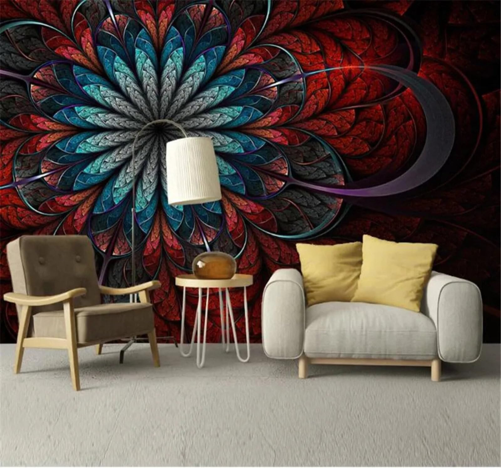 Tzxztt Minimalist Abstract Flowers Patterns Unique Modern 3D Wallpaper Premium Textured Silk Neutral Tones Material Ideal for Living Room Bedroom-400cm×280cm