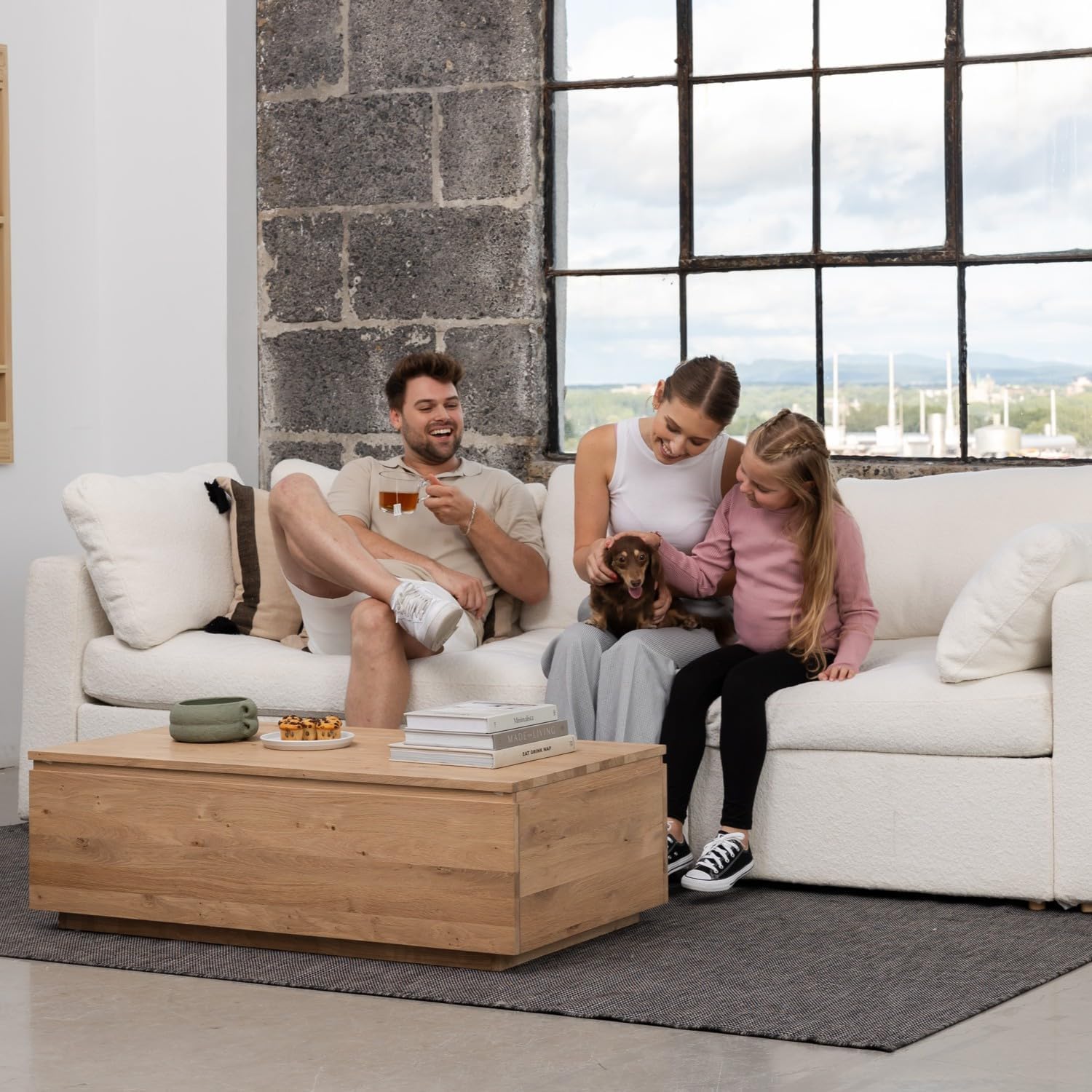 Transformer Table - Lift Top Coffee Table with Storage, Modern Coffee Table for Living Room, Work & Dining, Space-Saving Small Coffee Desk with Hidden Storage, Natural