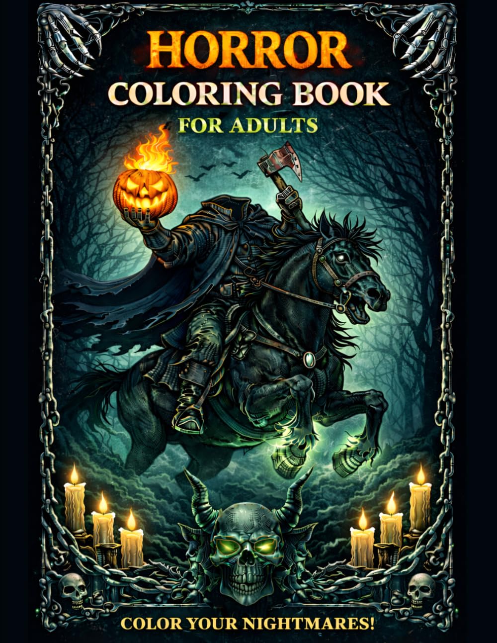 Horror Coloring Book For Adults: Dark Creatures, Haunted Legends, and Spine-Chilling Pages for Stress Relief and Creative Relaxation