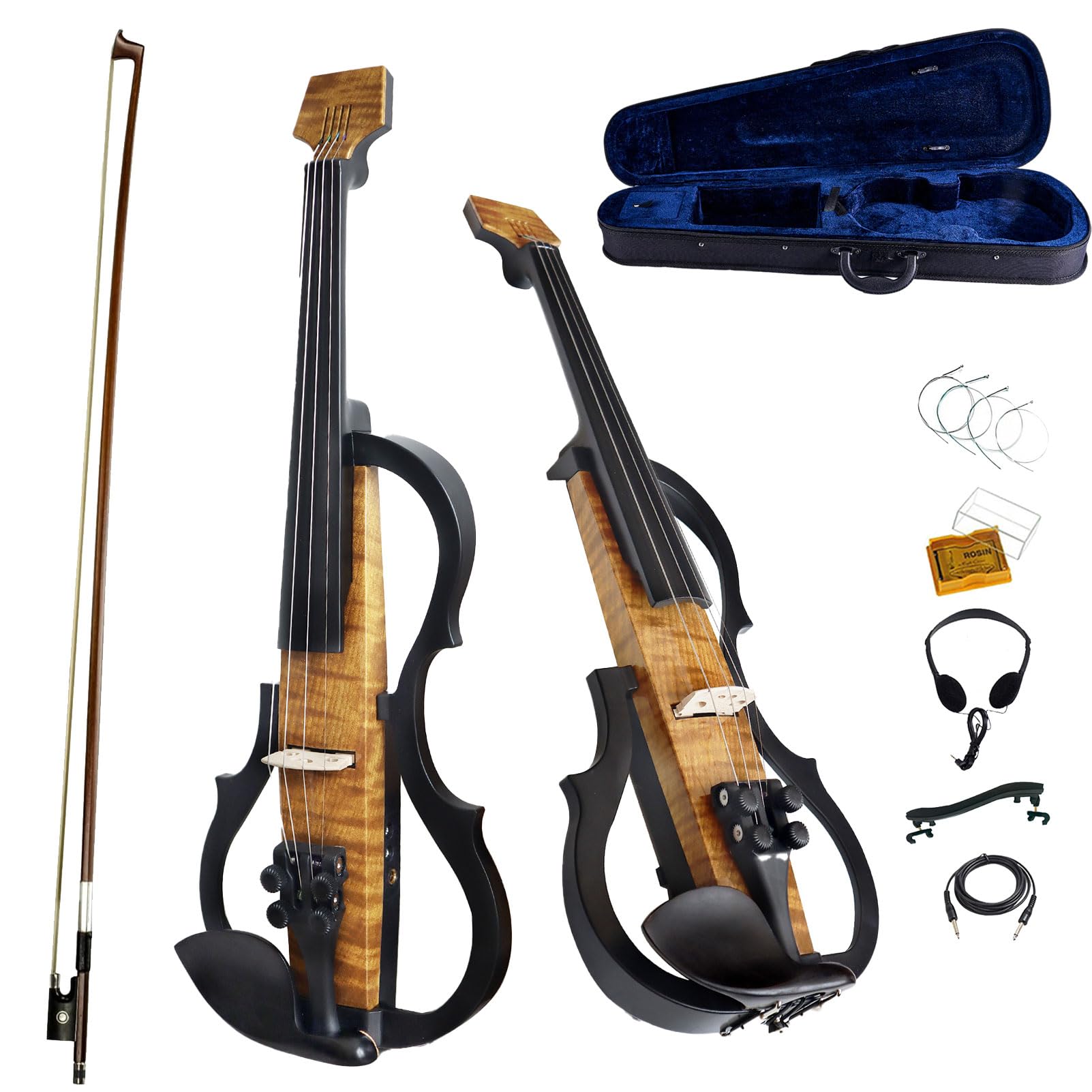 Premium Carbon Fiber Electric Violin Full Size 4/4,Professional Silent Electric Violins for Adults,Teens,Electric Fiddle with Pro Pick Up-ZNDS-2311