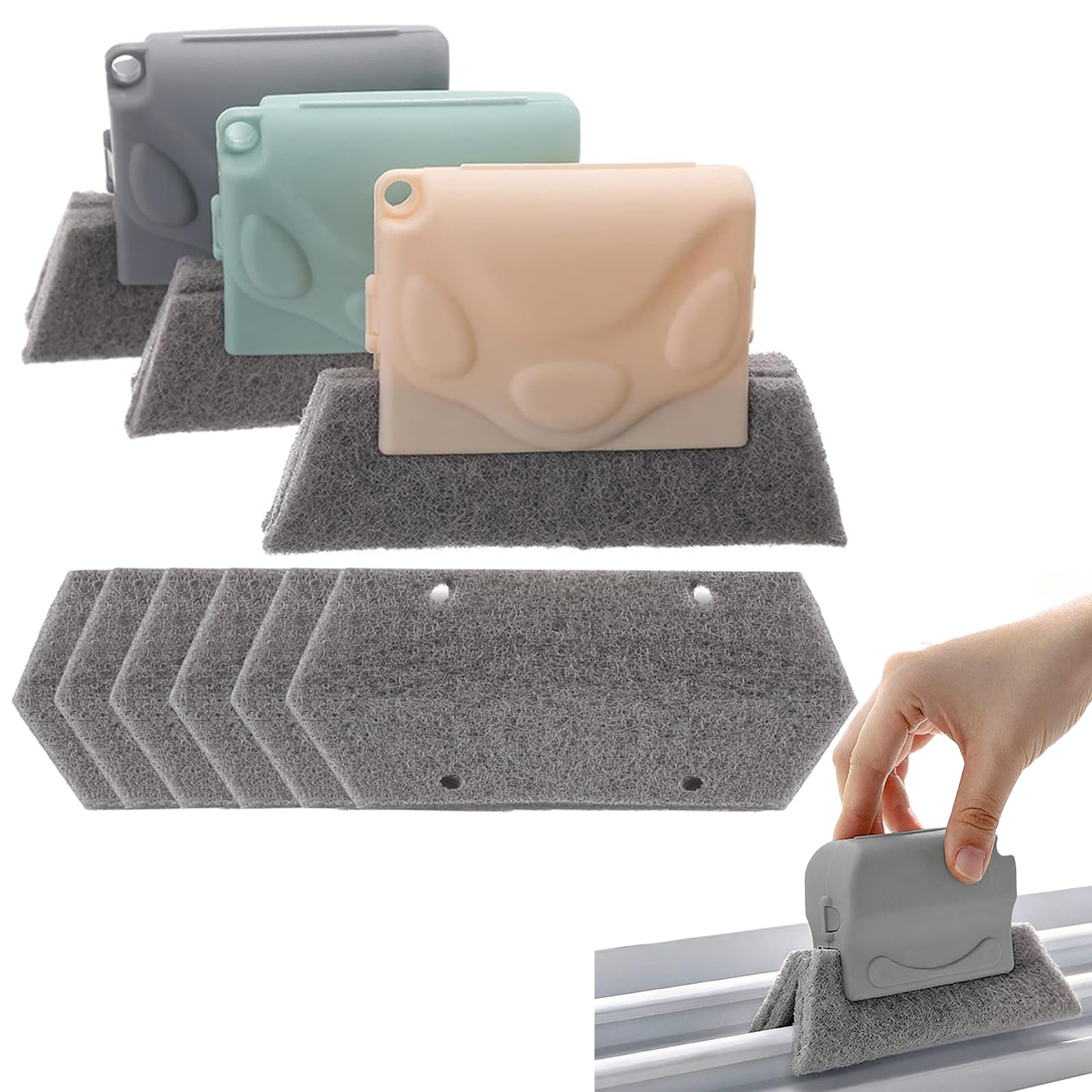 3 Pezzi Spazzola Pulizia Finestre, Spazzole Pulizia Scanalature, per la Pulizia, per Finestre, Cuciture di Porte e Lavelli