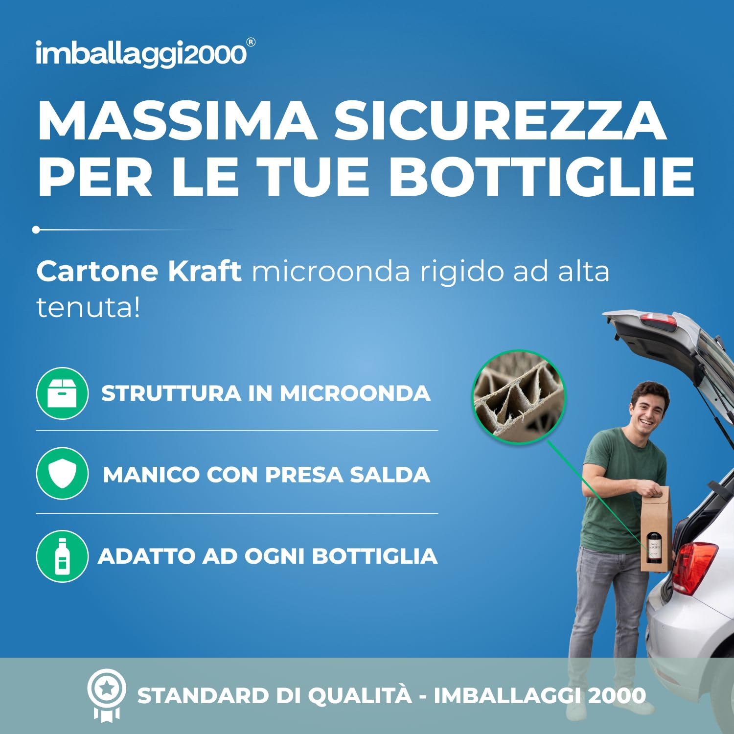 IMBALLAGGI 2000 -20 Cajas Botellas Negras - Cajas de cartón para botellas de vino prosecco champán - Paquete de 3 botellas - Ideal para Navidad y ocasiones especiales
