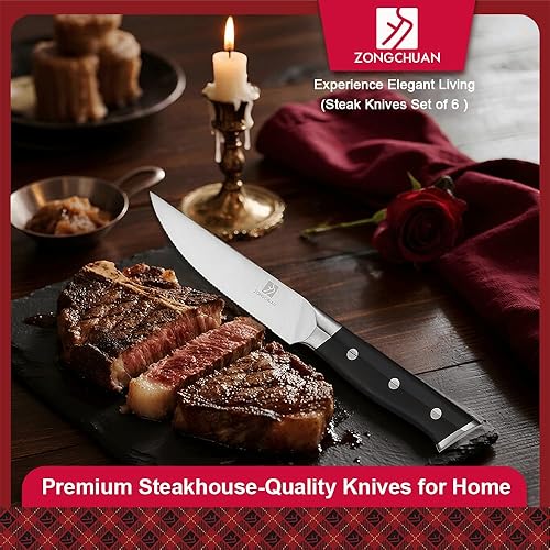 Miniatura 7 de Juego de cuchillos, juego de cuchillos de cocina de 15 piezas con bloque y afilador, acero inoxidable de alto carbono 50Cr15Mov, cuchillos