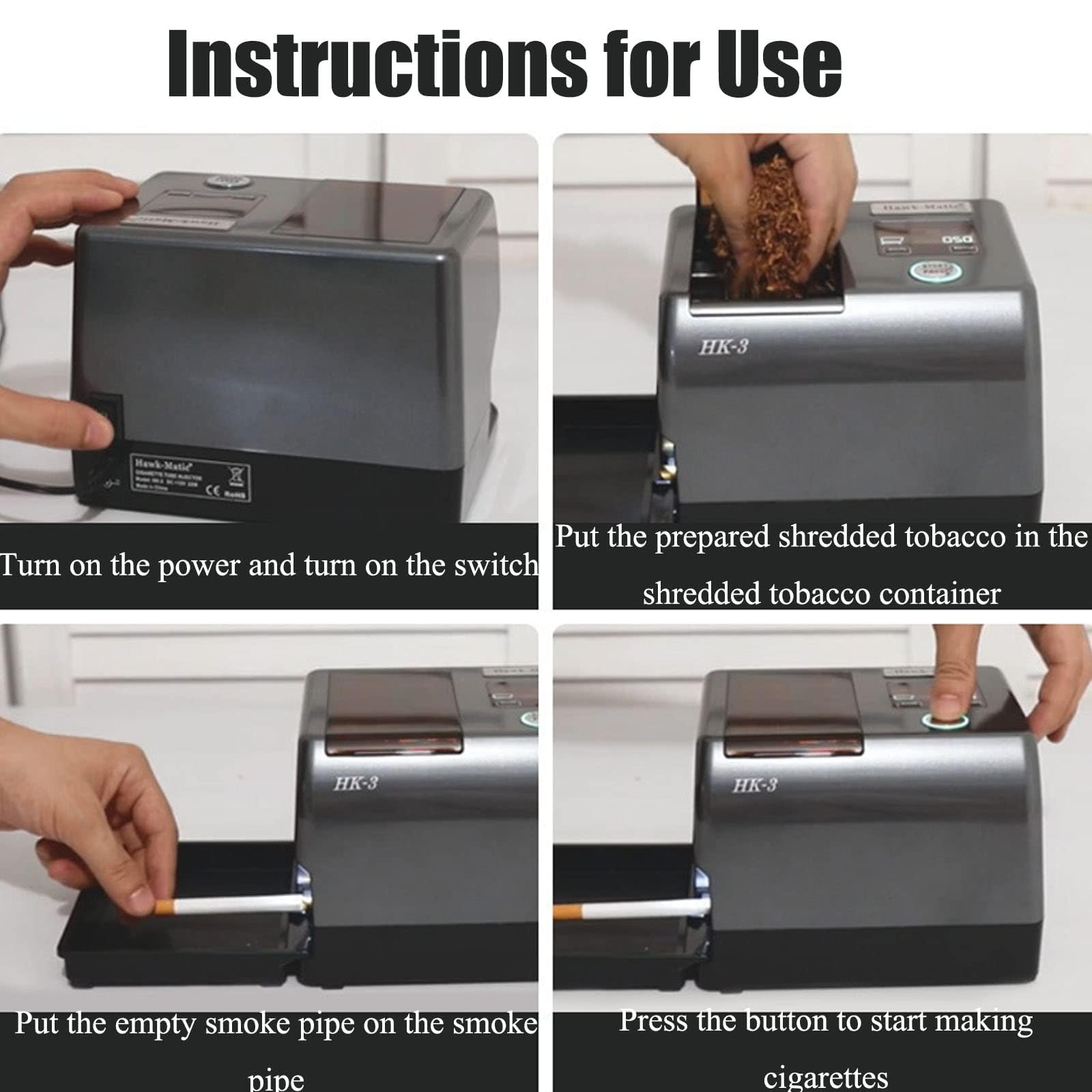 Amazon.com: Automatic Cigarette Filling Machine, Electric Cigarette Roller  Machine with Auto Grinding of Cut Tobacco, Cleaning Brush Tools, Suitable  for Cigarette Tubes and Rolling Papers : Health & Household
