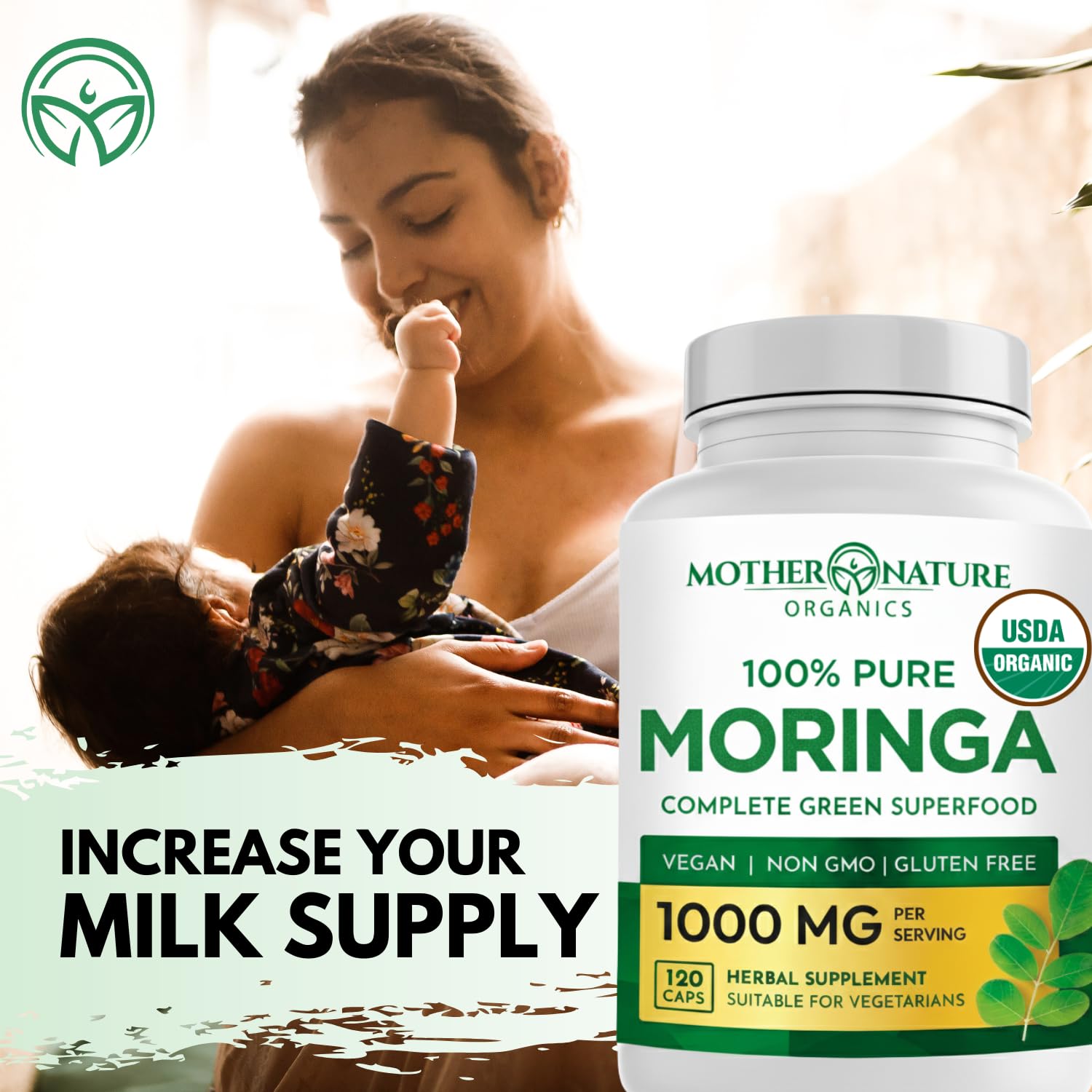 Organic Moringa Capsules, USDA Moringa Leaf Powder 1000mg, 120 Vegan Caps — Amazon image 4
