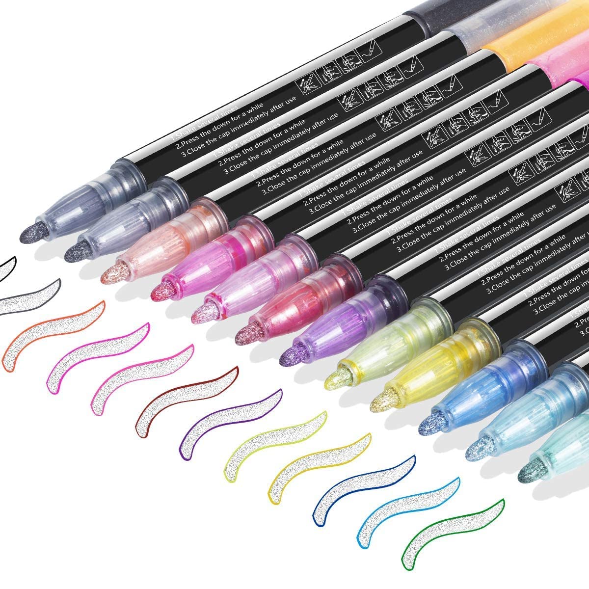 DD RETAILS Double Line Outline Marker Pens || 12 Colors Self-Outline Metallic Markers || Double Line Glitter Pens For Kids Adults || Permanent Marker Pens For Gift Card,Rock Painting,Crafts