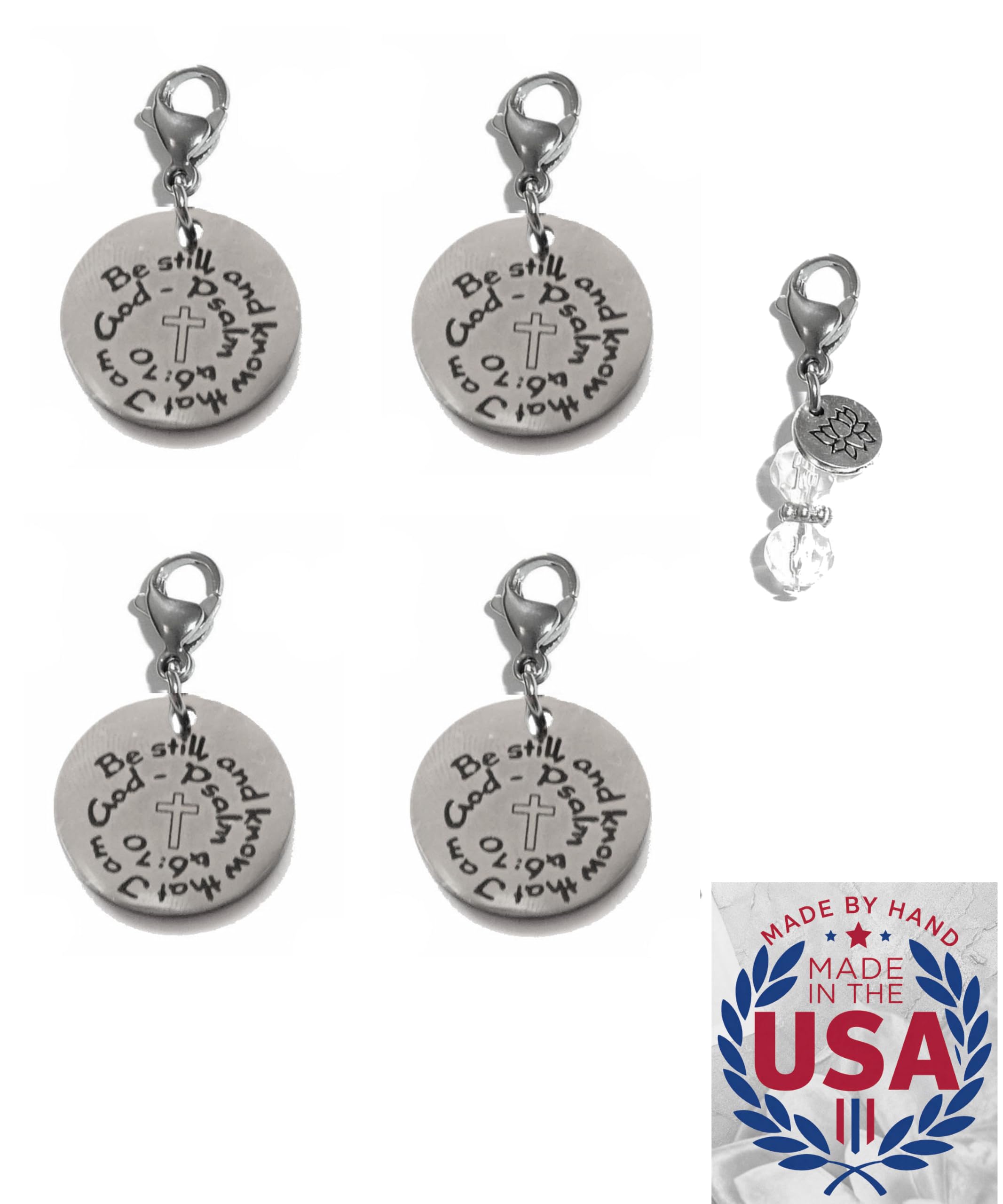 Hidden Hollow Beads 4 Clip On Charms for Purse, Handbag, Keychain, Zipper Pull, Backpack, Jewelry Accessory, USA