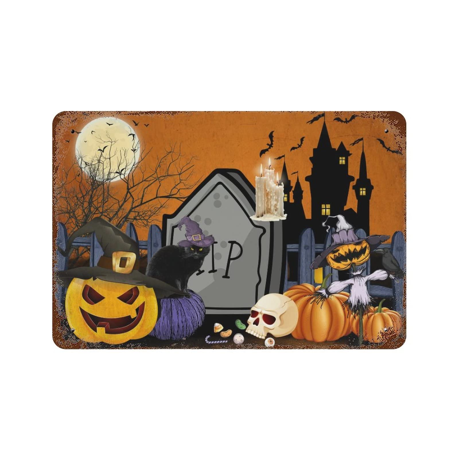 Panneau métal Happy Halloween pour décoration extérieure抗 UV