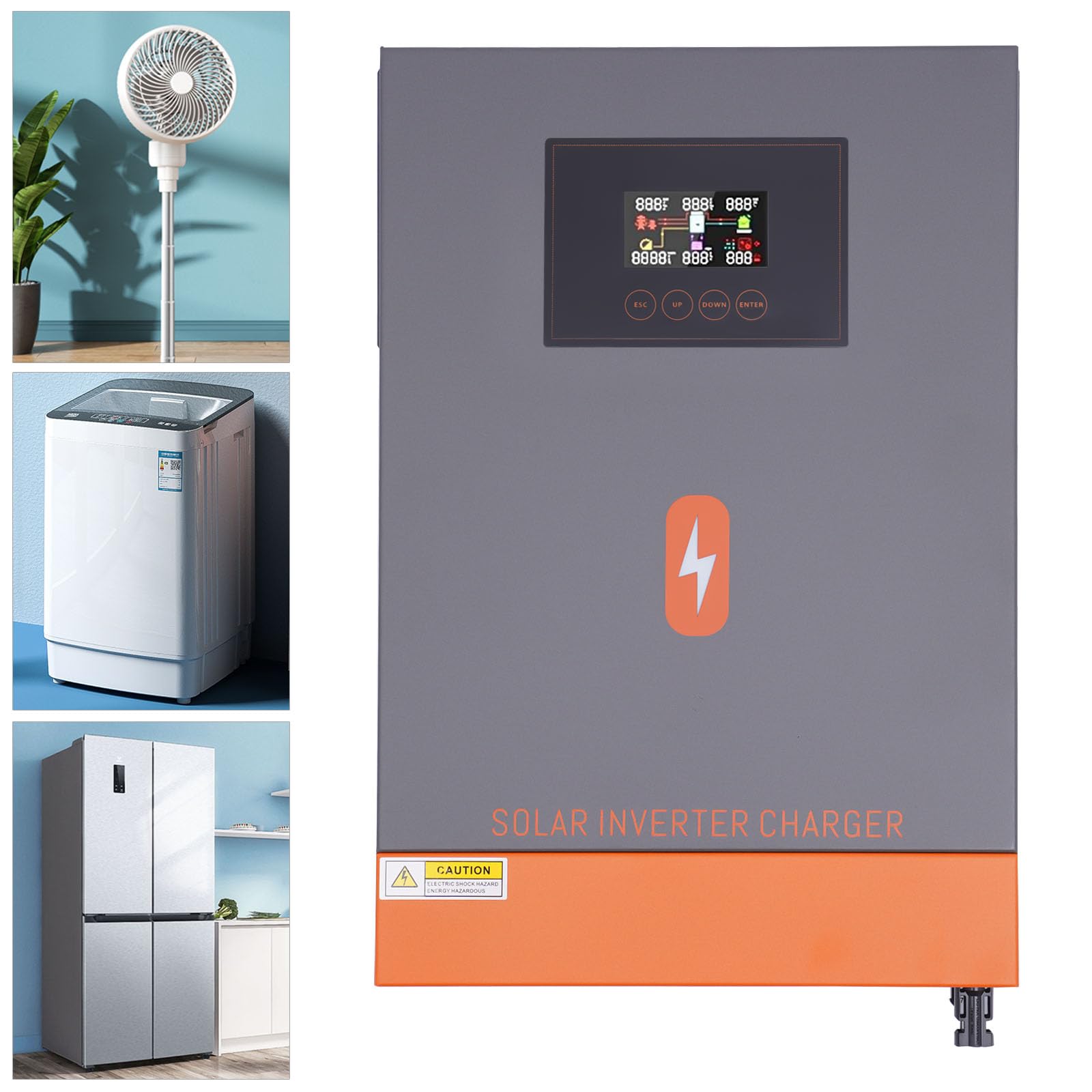 Solar Hybrid Wechselrichter 6200W 48V, MPPT 120A, Reiner Sinus, AC 230V Ausgang, Aluminiumlegierung, mit LCD Display, für Wohnmobil Solaranlage Camping
