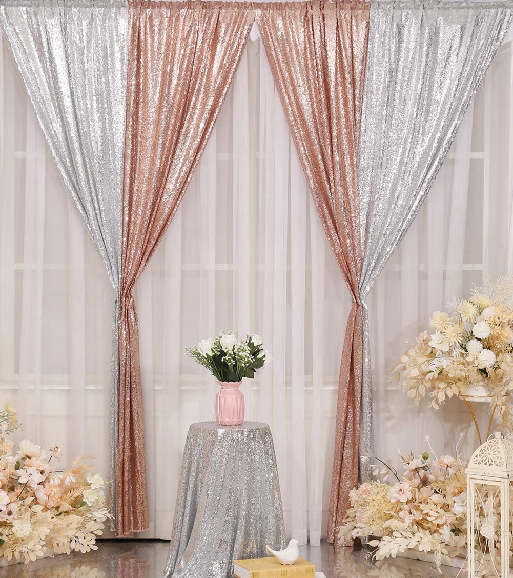 2Pieces Sequin Backdrop 2ftx8ft(60x243cm) Shiny Seamless Photo Booth Curtain for Party Wedding Decoration Photo Background, Iridescent — view 202