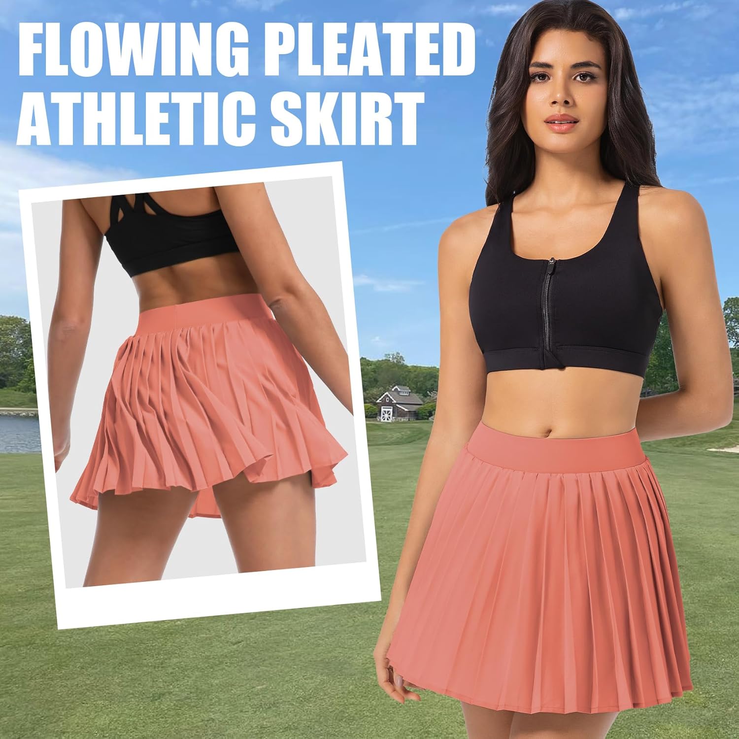 Betaven Pleated Tennis Skirts for Women with Shorts Lightweight Athletic Skorts High Waisted Golf Skirts for Running - Image 4