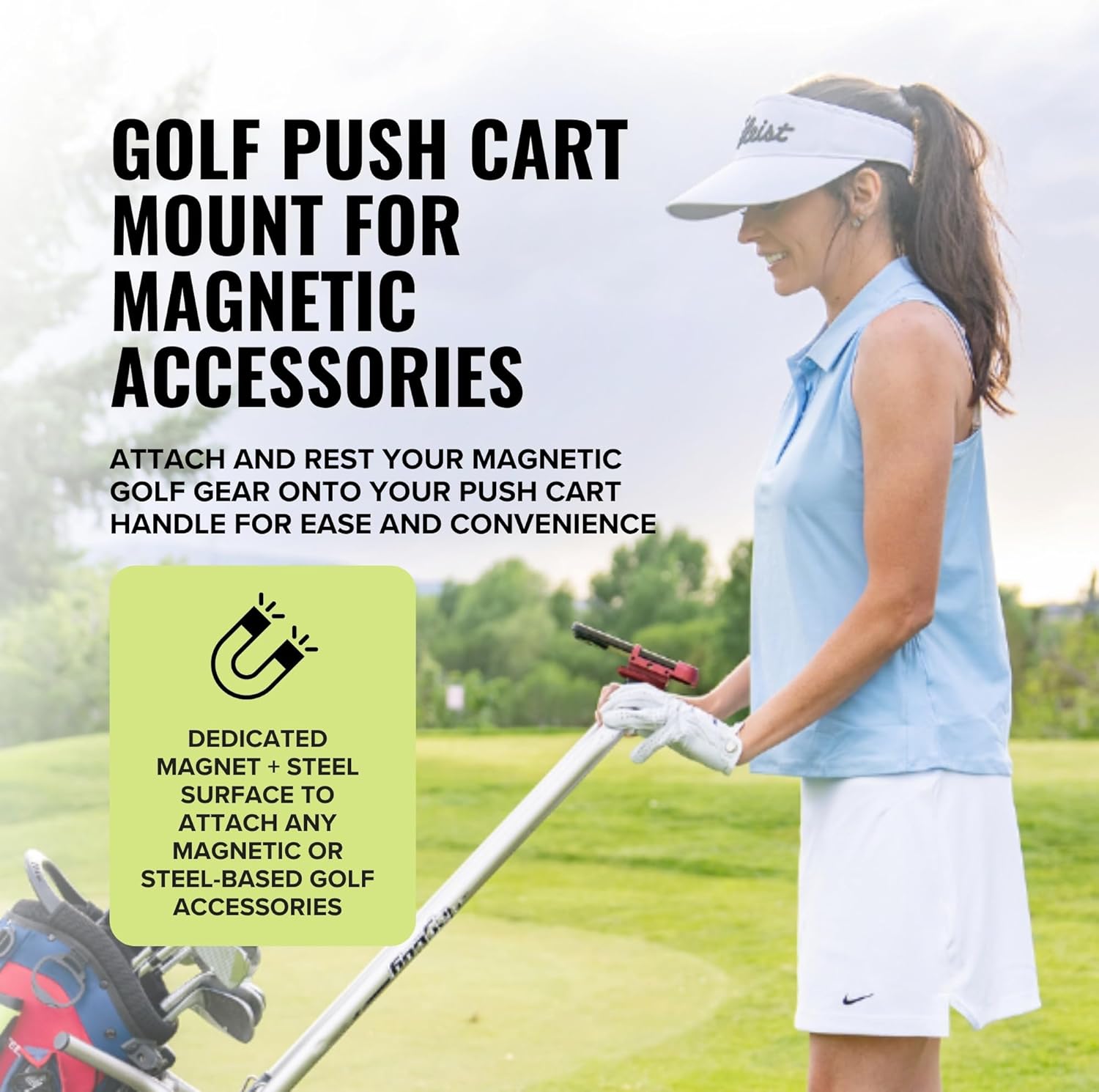 Stripebird - 2.0 Golf Push Cart Mount for Magnetic Accessories (red) - Push Cart Strap for Quick and Easy Access of Golf Gear - Cell Phone Holder for Golf Cart - Phone Holder for Golf Cart - Image 2