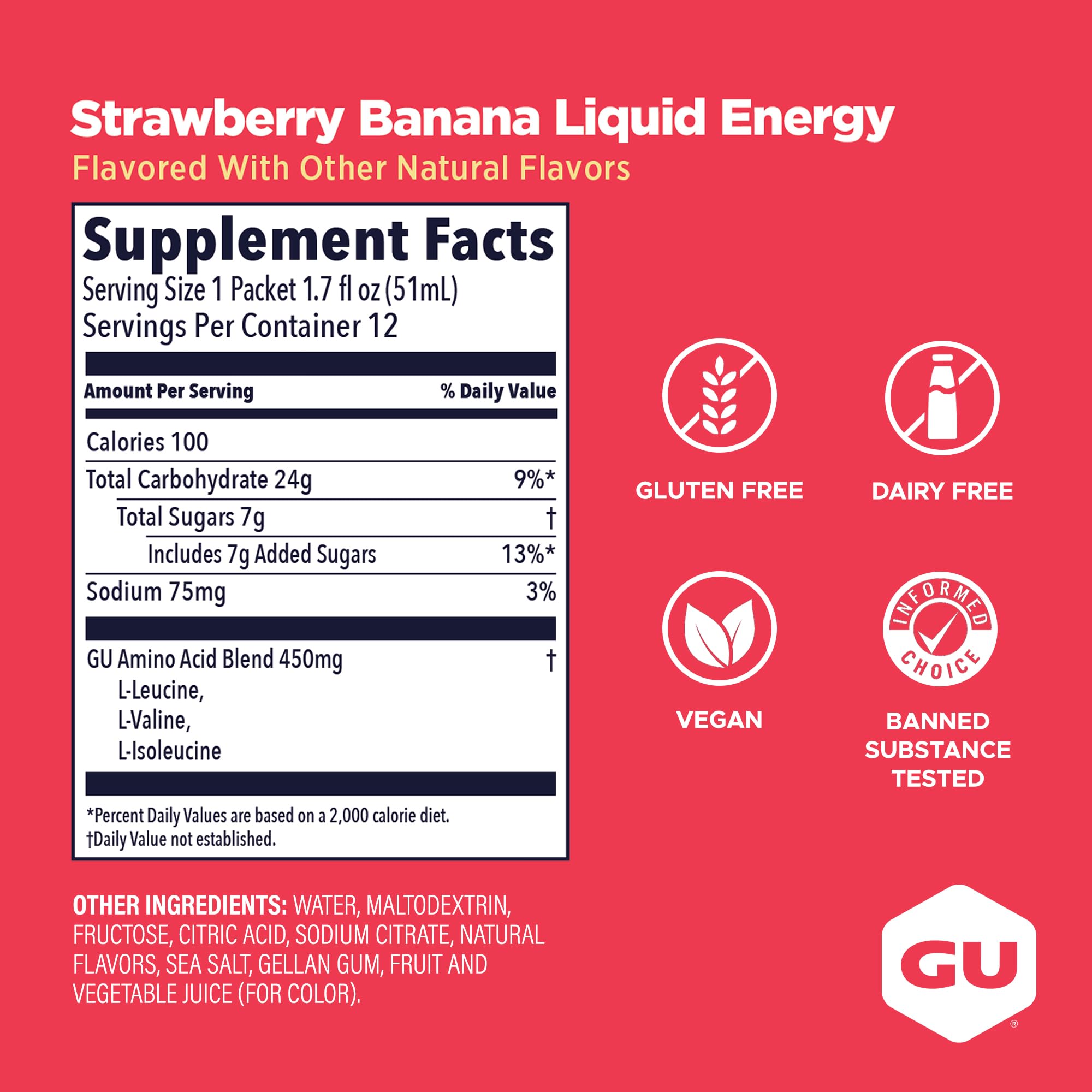 Gu Liquid Energy Gel Straw Banana 12 U.