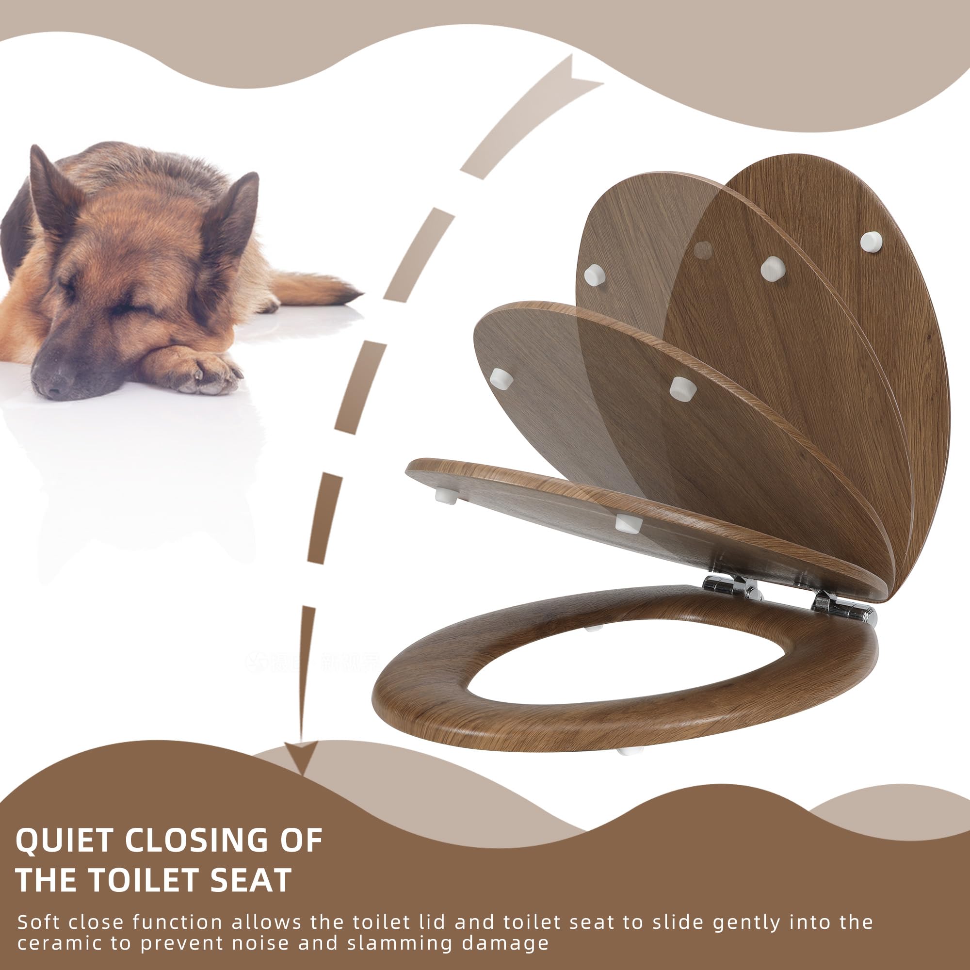 Amazon | Angol Shiold 細長い便座 成形木製便座 静かに閉じるクイック