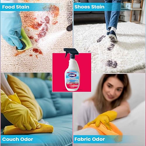 Miniatura 6 de ZORBX Spray removedor de olores y manchas de alfombras de 24 onzas, complemento perfecto para suministros de limpieza, limpiador de manchas de