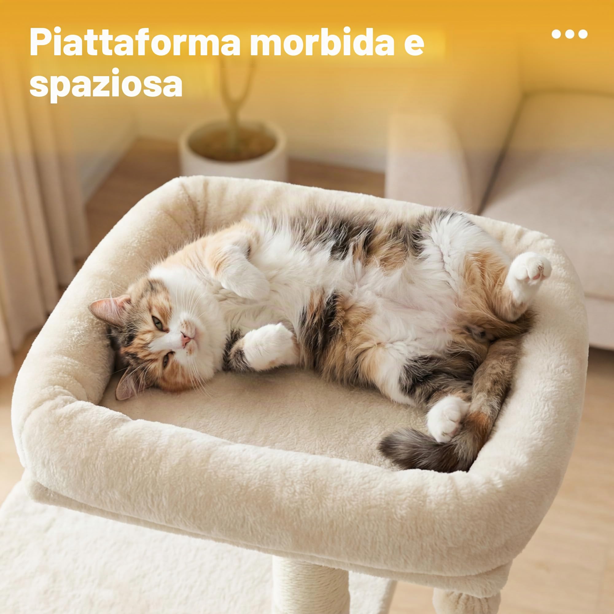 Hey-brother Tiragraffi per Gatti, con Cuccia, Topolino finto, MPJ004SM | 110cm Albero per Gatti Multilivello, Cesta, Piattaforme in Peluche, Pompon, Ideale per gattini da interno, Beige