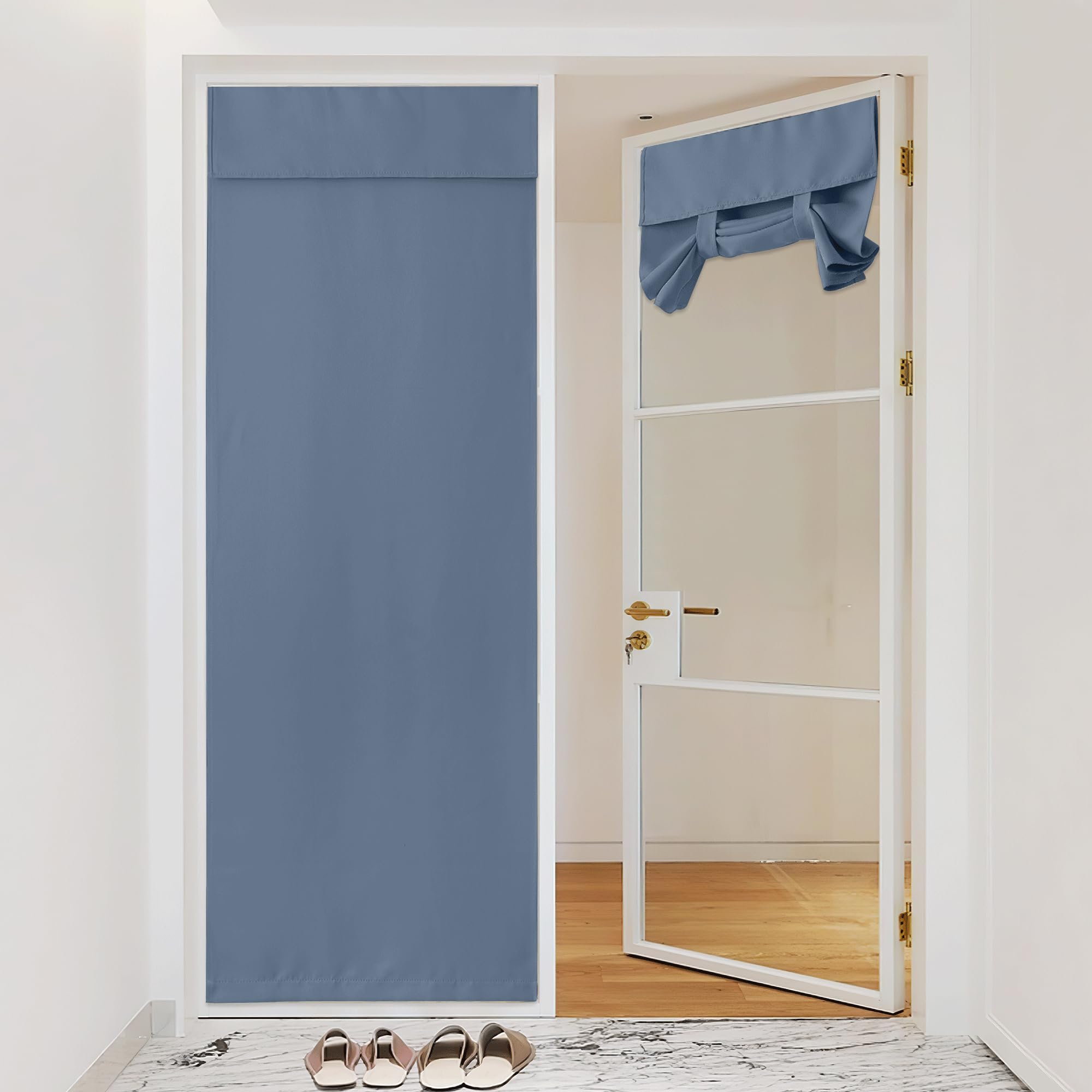 Store de porte française occultant bleu pierre 106x203cm NICETOWN