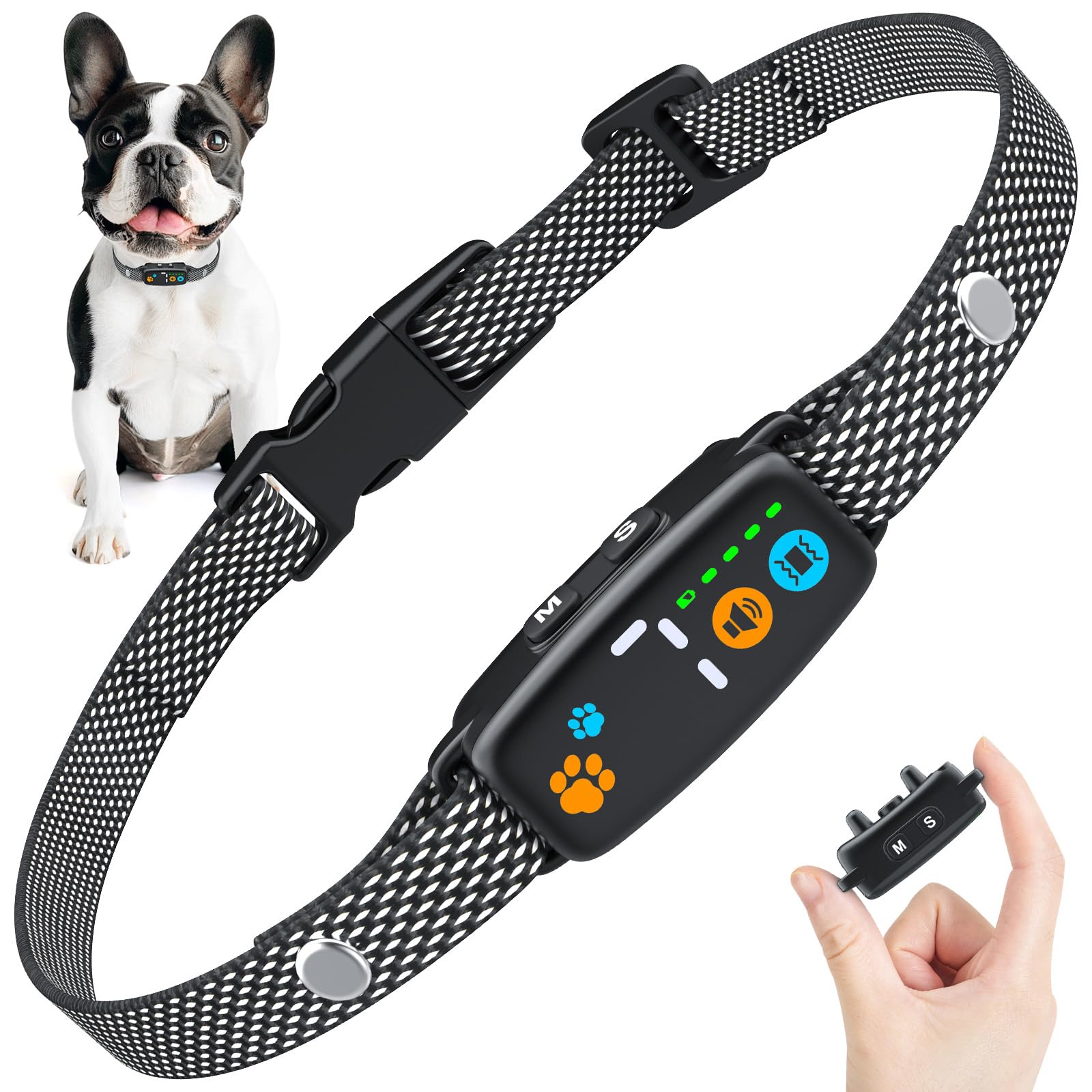 Collar Antiladridos para Perros, Collar Vibración Recargable, Súper Ligero, 3 Modos y 7 Niveles de Sensibilidad, Detección Inteligente de Ladridos, Impermeable IP67 para Perros Pequeños