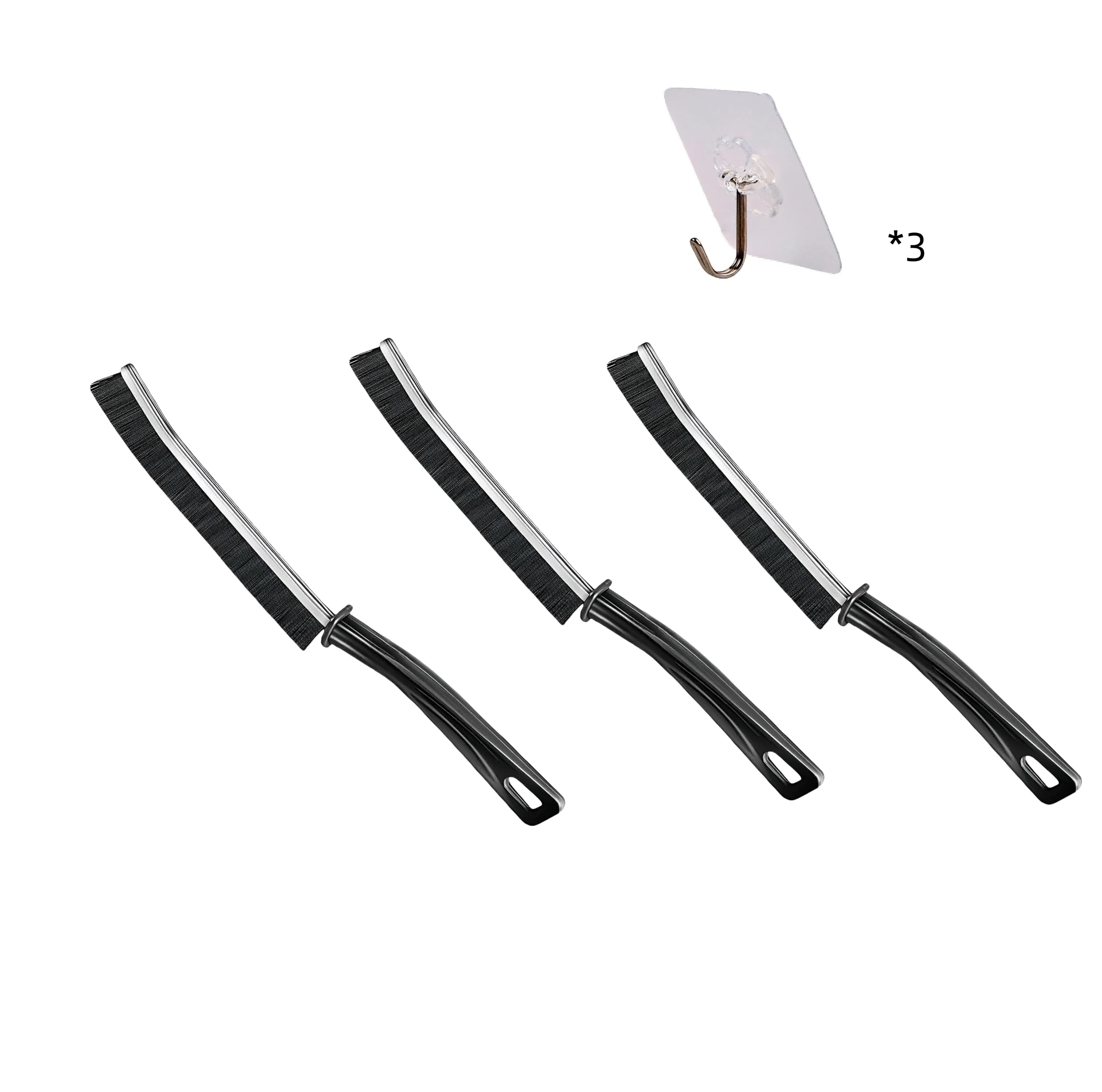 Crevice Cleaning Brush 3 Pcs with 3 Hooks, Multifunctional Brushes For Small Spaces, work for Bathroom Tile Groove Gap/Home Kitchen/Coffee machine ect - Groove Gaps Cleaning Brush - Cleaning Tool