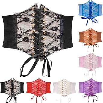 luoluoluo Lace Bustier Top for Women UK Sale Clearance Ladies Gothic Underbust Mesh Corset Lace up Waist Cincher Steampunk Body Shaper Princess Corsets Medieval Palace Court Waist Trainer Lingerie