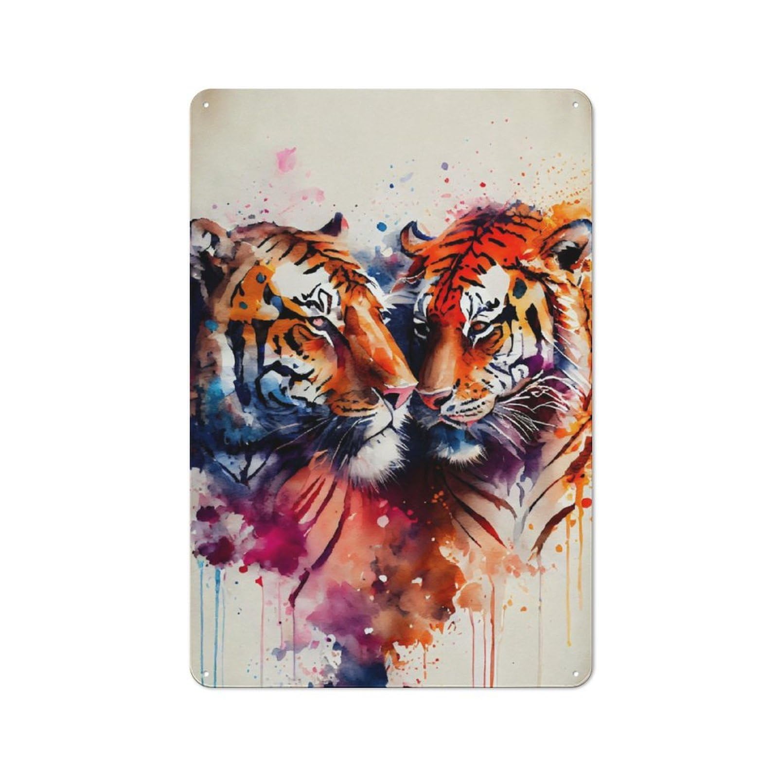 Junmoney Romantic Tiger Couple Metal Sign 30X20cm With For Hallway Wall, Vintage Decor, For Garage, Workshop And Man Cave Decoration