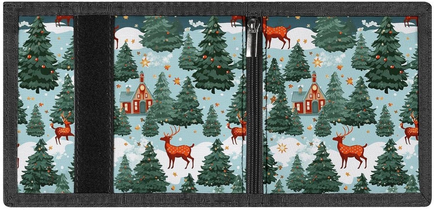 Christmas Holiday Trifold Wallets Slim Wallet Novelty Pocket Purse Multiple Card Slots Outdoor Travel Wallet Stylish Durable Wallets For Men Women