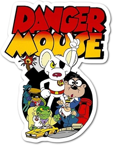 Miniatura 1 de Pegatina laminada para computadora portátil de 3 pulgadas, diseño de ratón de peligro de los años 90 y 80, regalo de dibujos animados retro