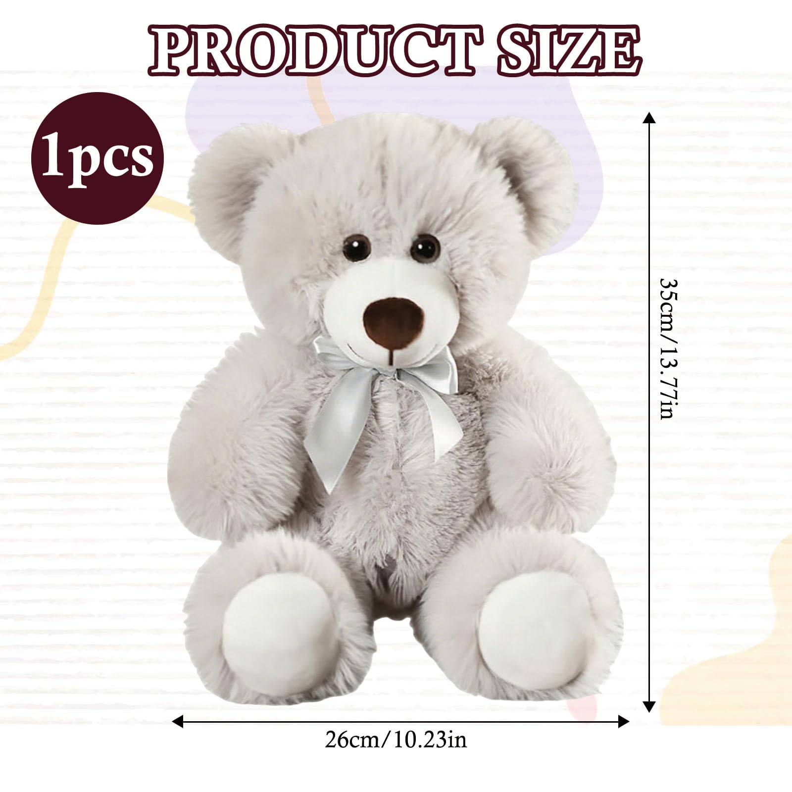 ZPSCXQ 14” Small Teddy Bear, Grey Teddy Bear - Image 2