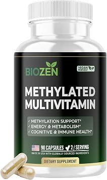 Methylated B Complex with TMG | Methylfolate 5-MTHF, Methylcobalamin B12, P5P B6, R5P B2 | MTHFR & Homocysteine Support | Energy, Focus & Mood | 90 Vegan Capsules | Non-GMO, GMP