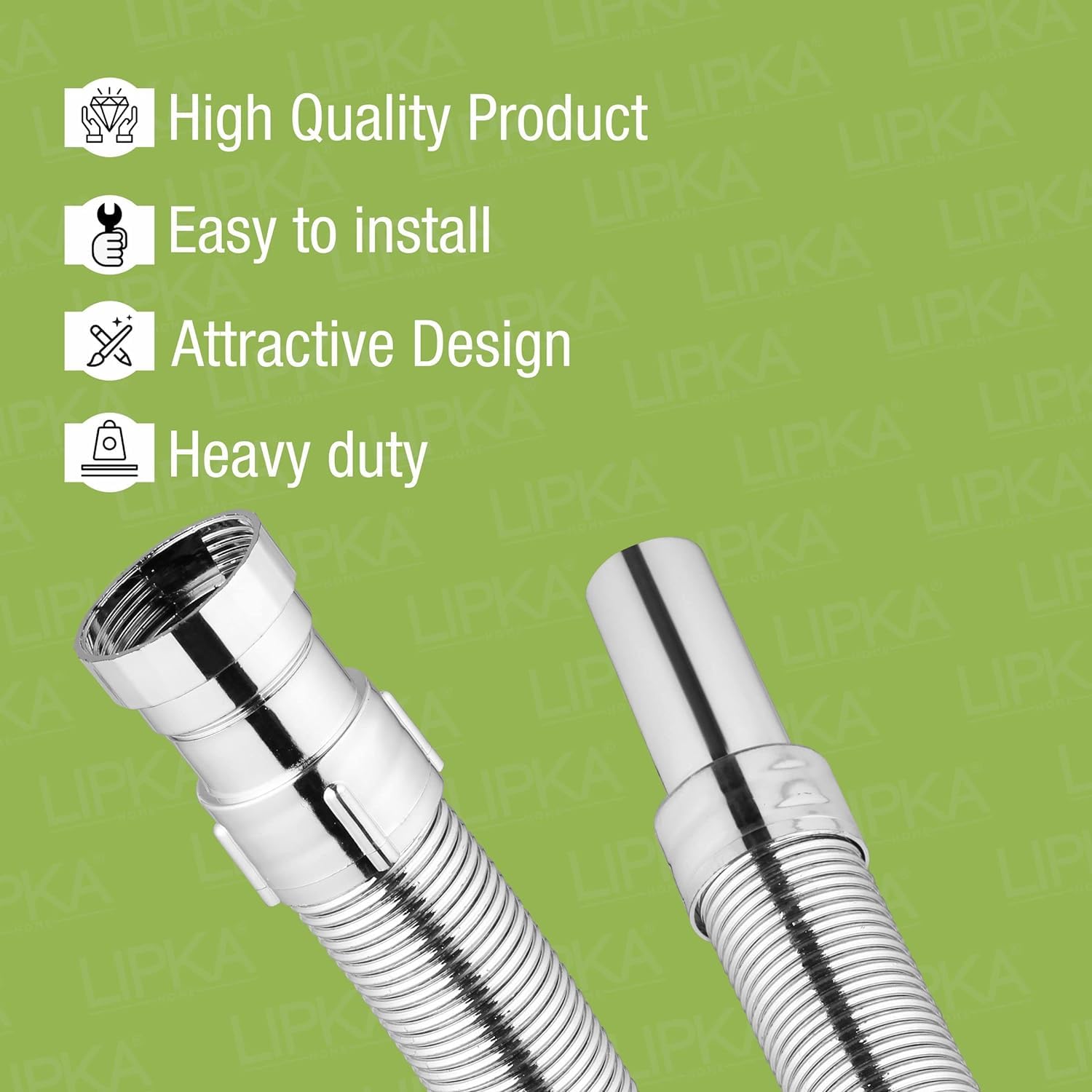 LIPKA 30 Inch Flexible Sink Waste Pipe (Set Of 2) Chrome Finish, Universal Fit for Kitchen Sink & Wash Basin Pipe, Anti-Clog, Extendable Drain Hose Pipe, Easy Installation, Durable & Rust-Resistant 2