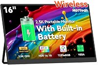 HotYeah 16" 2.5K Wireless Portable Monitor with Battery, AirPlay Miracast, Auto-Rotation IPS Screen for Laptop MacBook Phone