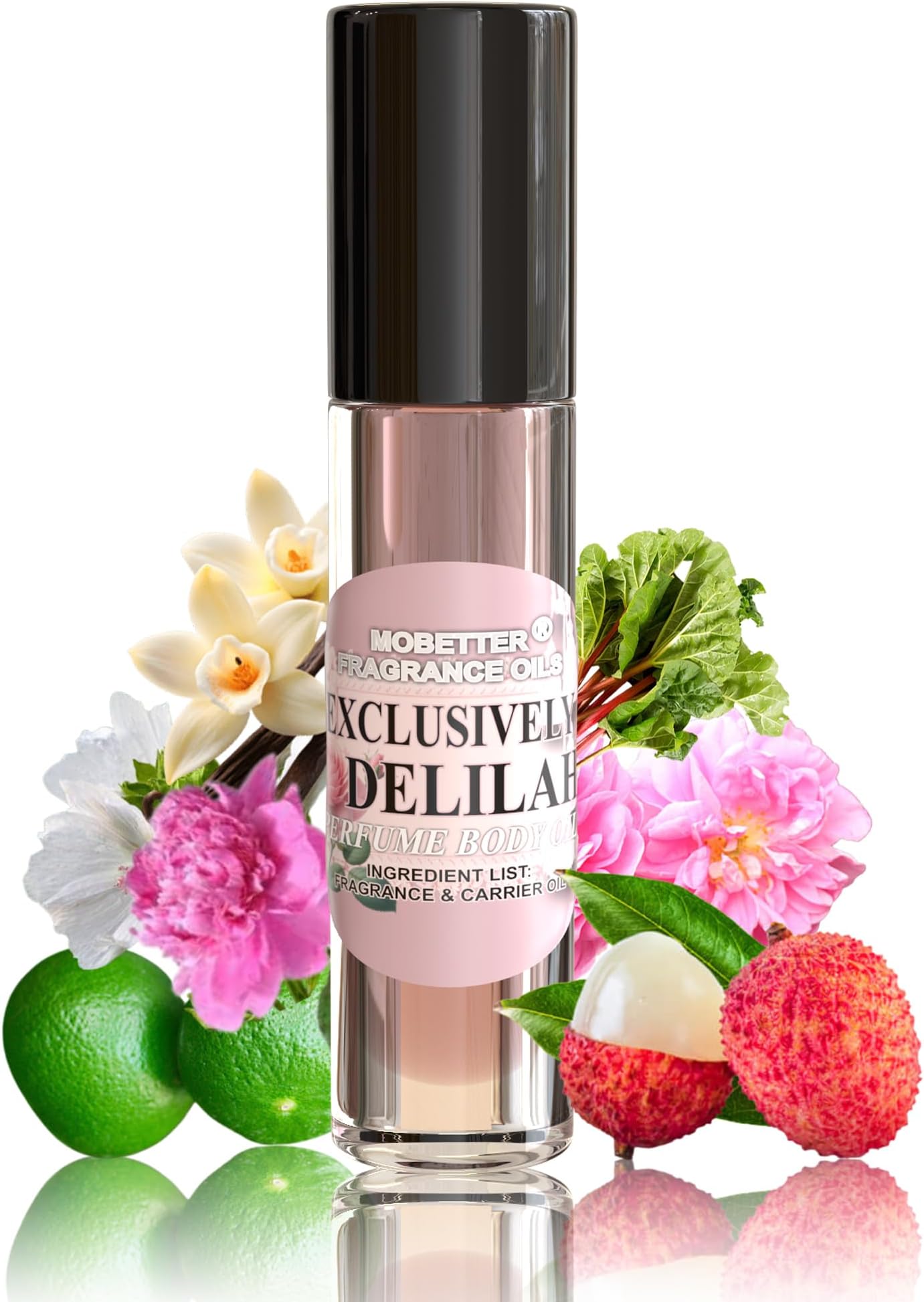 Exclusively Delilah Perfume Body Oil, Litchi, Pear, Bergamot, Grapefruit and Pink Pepper, Long Lasting, Travel Size