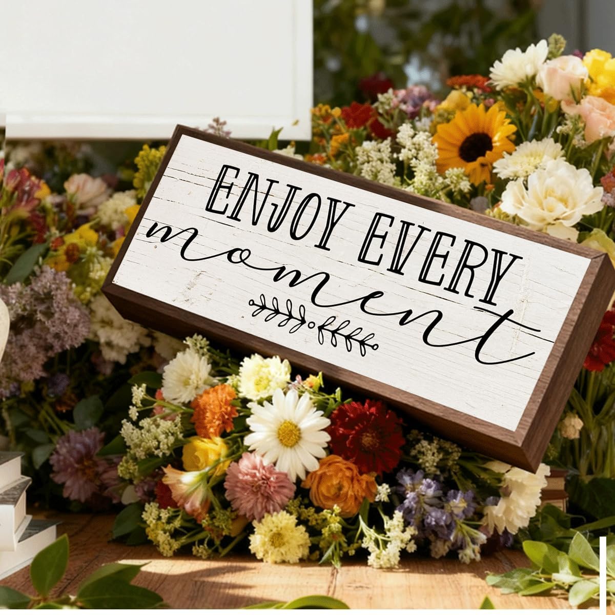 Inspirational Wood Decors, Enjoy Every Moment Sign, Decorative Wooden Wall Plaque, Wall Decor Art, Home Decor for Living Room, Housewarming Gift 9.5x3.1x1 inches - Image 4