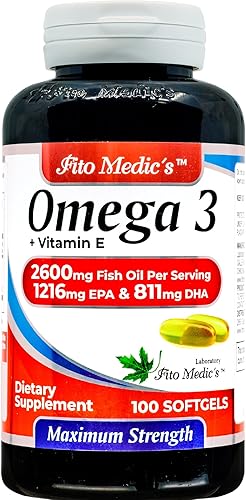 Miniatura 2 de Laboratorio  Omega 3  Aceite de pescado  2600 mg por porción  Suplementos de aceite de pescado Omega 3.