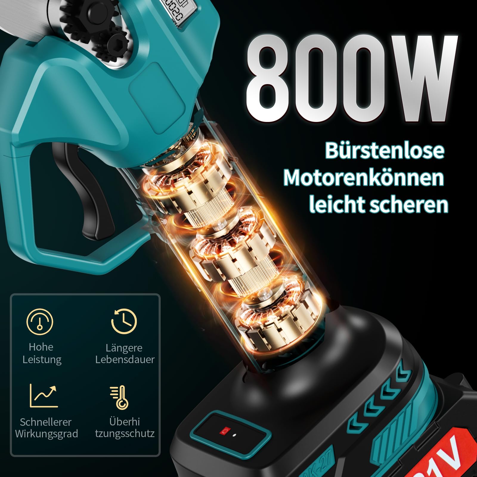 Tijeras De Podar Electricas Con Pantalla Lcd,Podadora Electrica Con Con Diámetro De Corte De 25mm, Tijera Electrica Con Cargador 2 Baterías De 2000mah Y Motor Sin Escobillas
